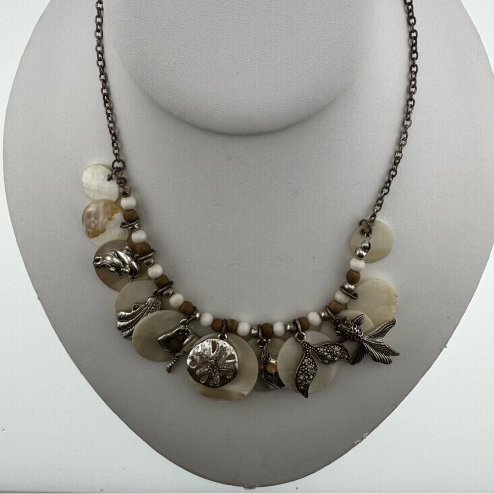 Vintage Sea Life Shell and Charm Necklace 9 inch Length Keep it Salty